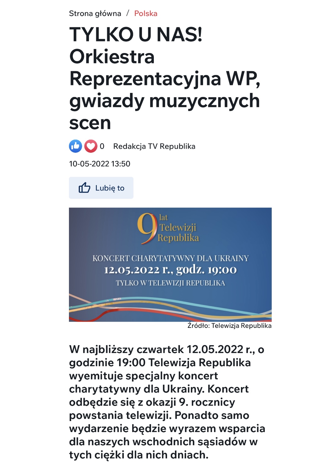 Telewizja Republika Charity Concert for Ukraine – Ana Danch (2022)