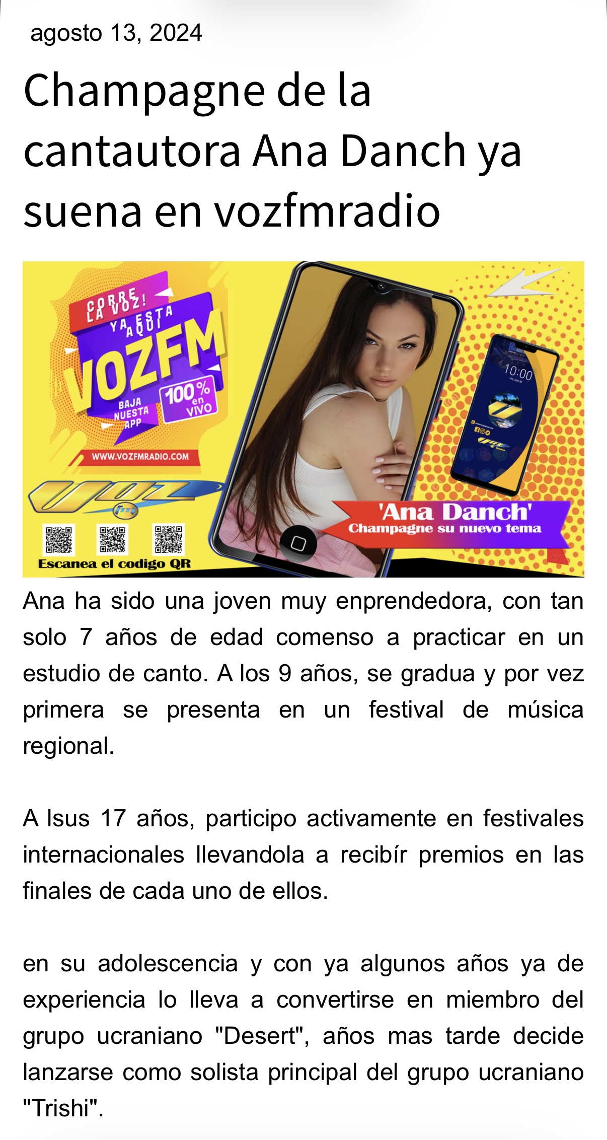 Voz FM Radio – Ana Danch – Champagne (2024)